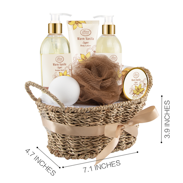 Warm Vanilla Sugar Scent Bath & Shower Spa Basket Gift Set