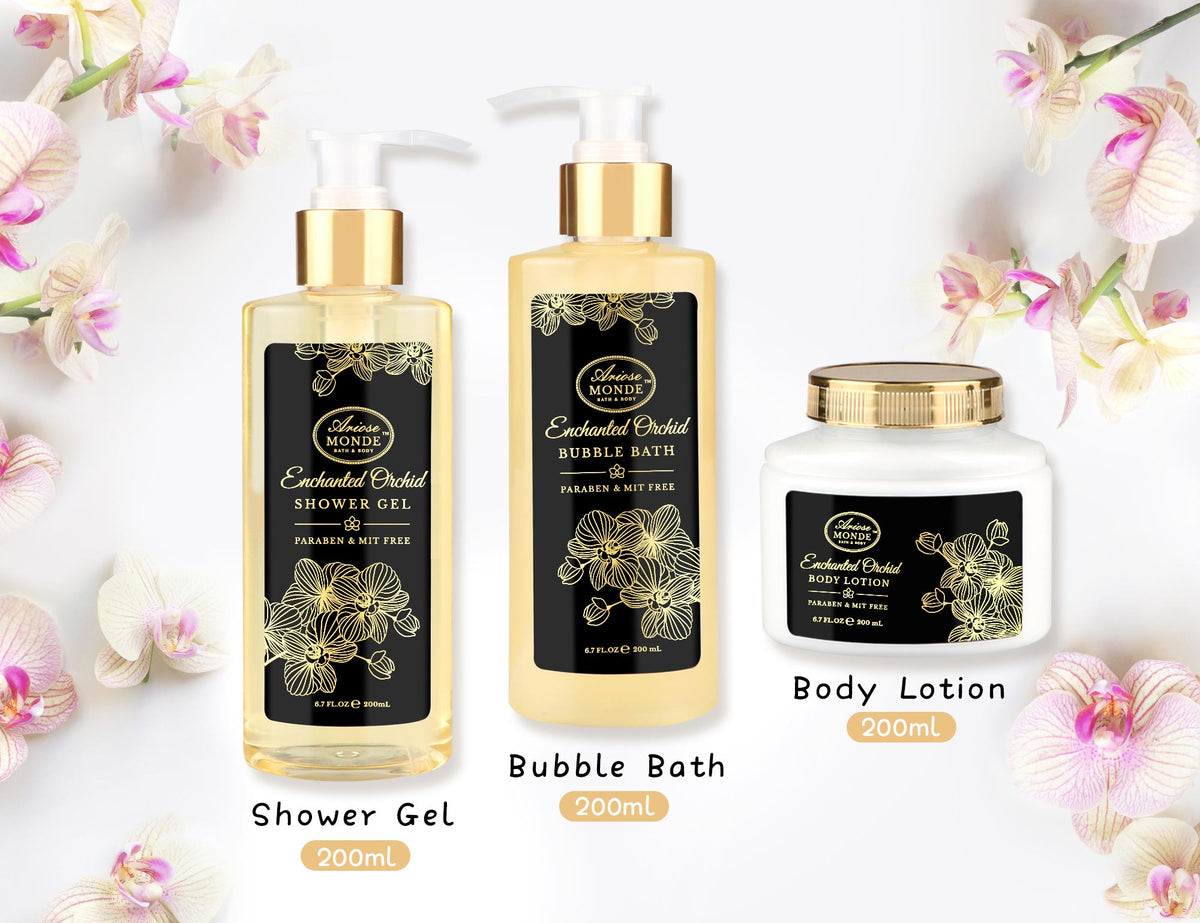 Enchanted Orchid Scent Bath Spa Gift Basket Set for Women