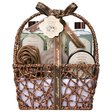 Coconut Vanilla Home Spa Gift Basket Set for Women