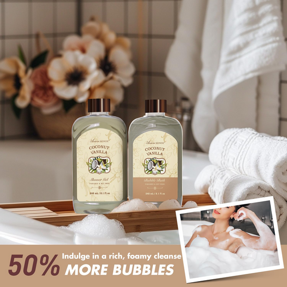 Coconut Vanilla Home Spa Gift Basket Set for Women