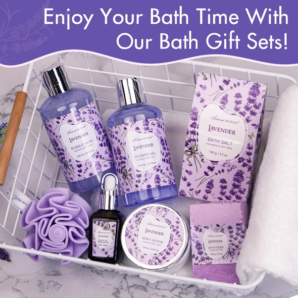 Lavender Relaxing Bath Spa Gift Basket for Women