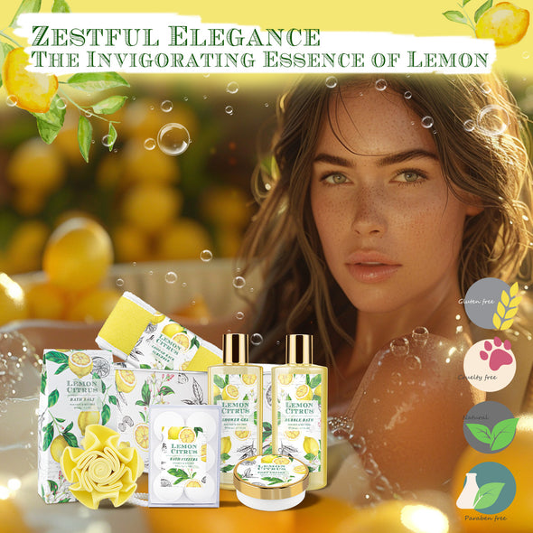 Lemon Citrus Scent Spa Gift Basket for Women