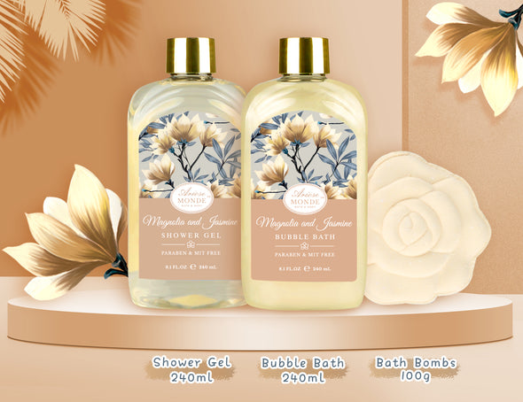 Magnolia and Jasmine Home Spa Gift Basket Set for Women