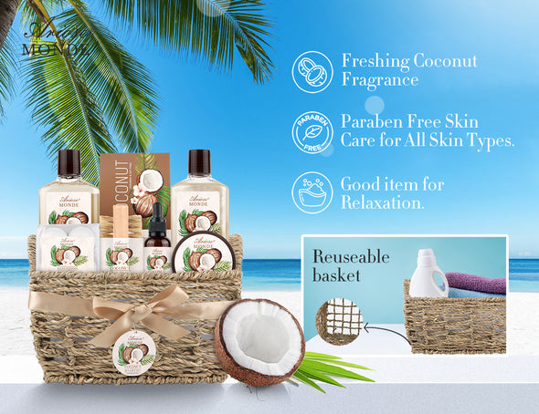 Coconut Scent Bath & Shower Basket Gift Set
