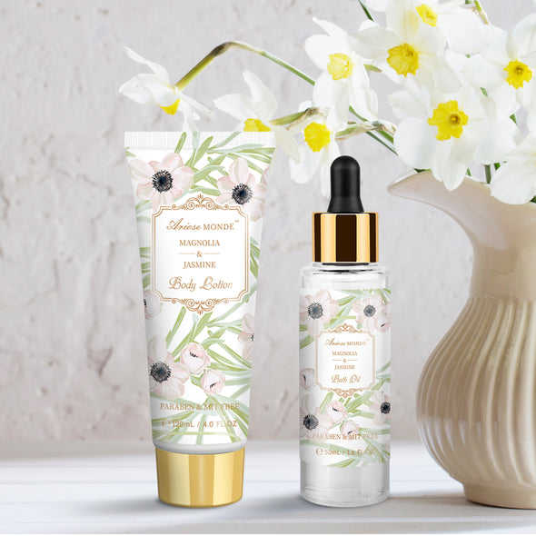 Magnolia and Jasmine Scent Home Spa Basket Set