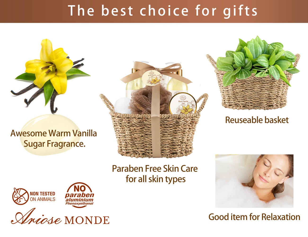 Buy Gift Baskets for Women, Vanilla Spa Gifts for Women, Bath and