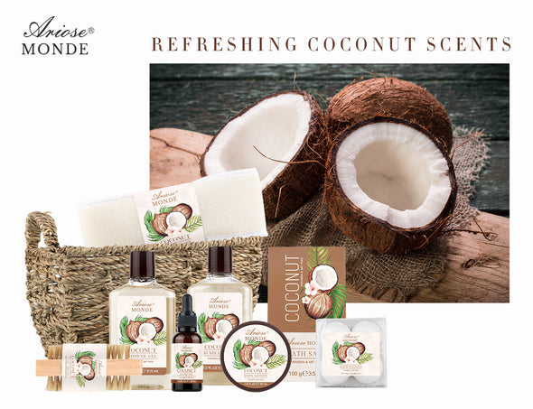 Coconut Scent Bath & Shower Basket Gift Set