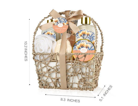 Magnolia and Jasmine Home Spa Gift Basket Set for Women