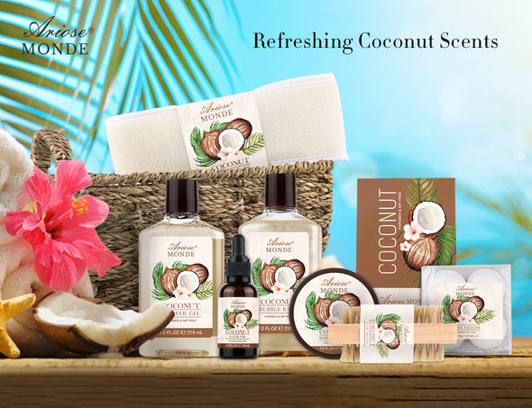 Coconut Scent Bath & Shower Basket Gift Set