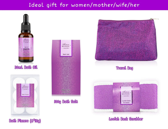 Bath & Body Set for Women & Men,Lavender Scent 10 Pcs - ariosemondegift