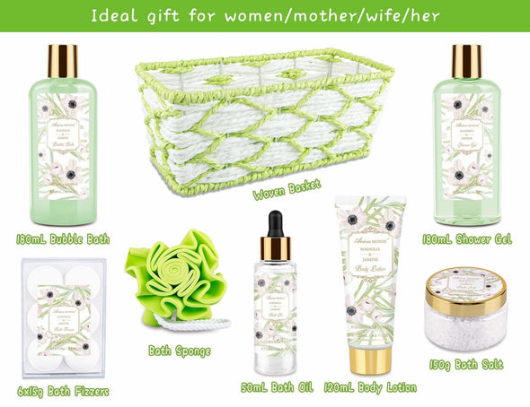 Bath Spa Basket Gift Set for Women 8 Pcs - ariosemondegift