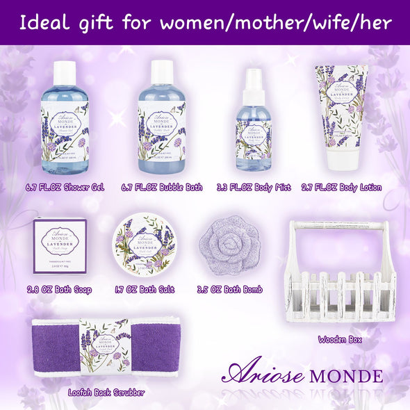 BATH SPA BASKET GIFT SET WITH LAVENDER & JASMINE SCENT - ariosemondegift