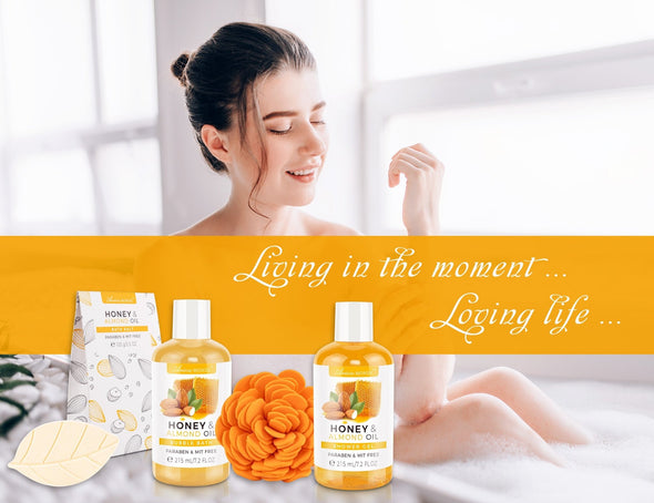 HONEY ALMOND BATH SPA GIFT BASKET - ariosemondegift