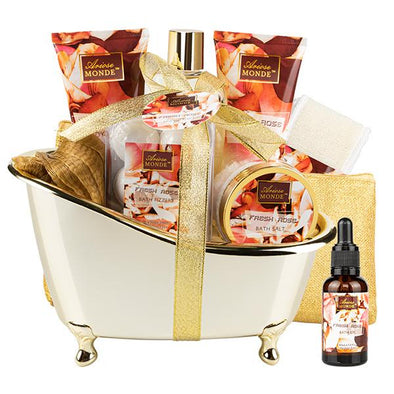 Spa Gift Basket with Fresh Rose Scent 10 Pcs - ariosemondegift